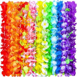 HOBBY HORSE 24 Pieces Hawaiian Leis Tropical Flower Necklace Hawaiian Colorful Garland Parties Decorations for Tropical Party Luau Party Beach Parties Favor Supplies