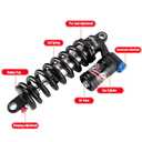 JFOYH Adjustable Oil+Coil Spring Rear Shock Suspension, Shock Absorbers For Downhill MTB Bike/E-bike, 190mm X 550lbs - Black