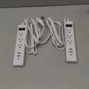 Twin Extension Cord - 12 FT Split Extension Cord, 6 Outlets and 6 USB Ports - Double Power Strip, 3 Prong and Flat Plug, for Behind Bed, Couch, Nightstands, Vanity, Furniture