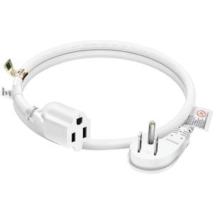 FIRMERST 1875W Low Profile Flat Plug 2Ft Extension Cord 14AWG 15A White UL Listed