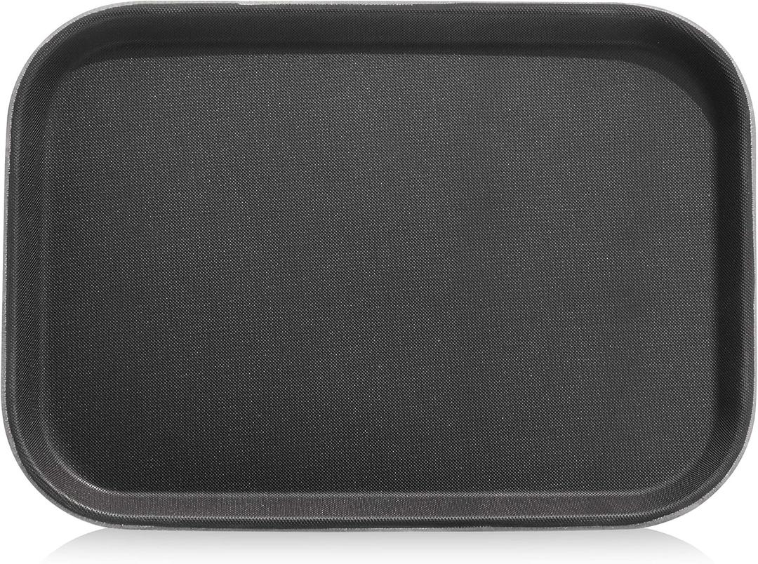 New Star Foodservice 24852 Restaurant Grade Non-Slip Tray, Plastic, Rubber Lined, Rectangular, 10-Inch x 14-Inch, Black