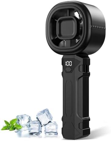 Portable Handheld Turbo Fan, Personal Mini Fan with Digital Display, 3 Wind Speeds 3000mAh Battery USB Rechargeable Hand Held Fans for Makeup, Home, Office, Travel, Outdoor Gift for Men Women(Black, White), Set of 2