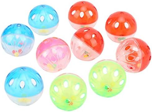 Pssopp 10Pcs Bird Chew Toy Ball, Colorful Plastic Parrot Cage Bird Ball Toy Jingle Balls Cage Accessories Parakeet Chewing Pet Bite Ball for Chewing Training Biting