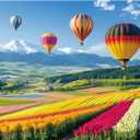 2000 Piece Puzzle for Adults – Colorful Hot Air Balloons Over Tulip Fields & Mountains – Vibrant Nature Jigsaw Puzzle – Challenging for Adults, Families & Puzzle Lovers – 39" x 28"