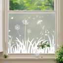DKTIE Window Privacy Film Flowers Pure White Pattern Stained Glass Window Film Decorative Frosted Glass Window Film Sun Blocking Heat Control Static Cling, A276, 35.4" x 78.7"