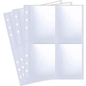100 Pack 800 Pockets 6 Ring A5 Binder Sleeves,2.5x3.5 Inch Trading Card Sleeves,Double-Sided 4 Pocket Page Protector,Ultra-Clear Kpop Photocard Sheets,Card Sleeve Pages for Game Cards,Photocard