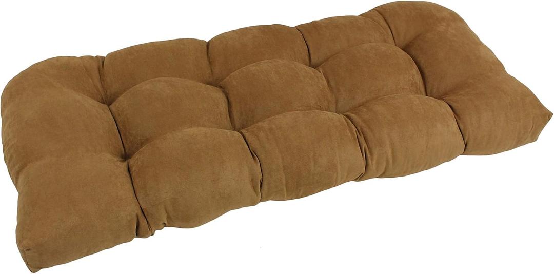 Blazing Needles Microsuede Rounded Back Loveseat Cushion, 42" x 19", Saddle Brown