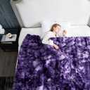 Cozy Bliss Faux Fur Throw Blanket for Couch, Fuzzy Soft Plush Thick Bubble Blanket for Sofa Bedroom Living Room, 60 * 80 Inches Tie-dye Purple
