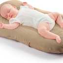 CORATED Baby Lounger for Newborn 0-24 Months, Infant Lounger Pillow Baby Nest Sleeper, Organic Cotton Bed with Cover, Newborn Babies Essentials (Brown)