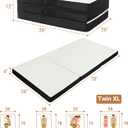 Foldable Mattress Twin XL, Memory Foam Tri Fold Mattress with Removable Washable Cover, 4 inch Folding Floor Mattresses Sleeping Pad for Guest, RV, Travel, Camping, White, 78"x38"x4"