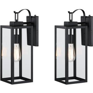 WISBEAM 18 inch Dusk to Dawn Outdoor Lights for House, 2 Pack Black Exterior Lighting Fixture, Modern Porch Lights for Outside, Metal Construction with Clear Glass, 17.75in 2 Pack