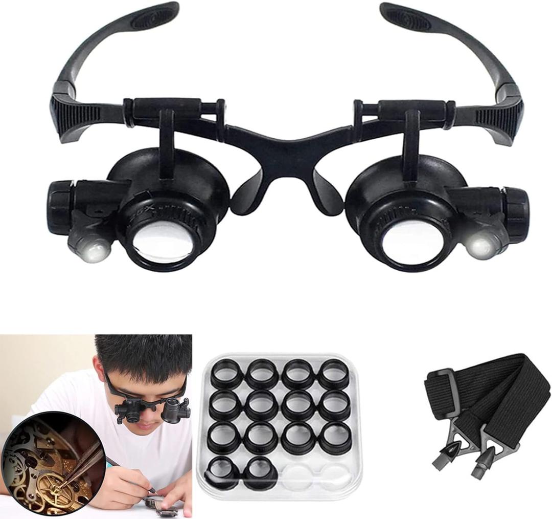 Magnifying Glasses with LED Light, LXIANGN Jeweler Loupe Watch Repair Magnifier with 8 Interchangeable Lens-2.5X 4X 6X 8X 10x 15x 20x 25x for Close Work,Not for Reading