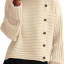 PRETTYGARDEN Womens Sweaters Fall 2026 Casual Long Sleeve Crewneck Button Loose Winter Knit Pullover Sweater Tops (Beige, M)