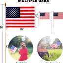 24 Pcs 12x18 Inch American Flags on Stick, American Flags, USA Stick Flag with Handheld and Grounded Multi-Purpose Flagpole, Design for Memorial Day, 4th of July, Veterans Day, Outside decorations