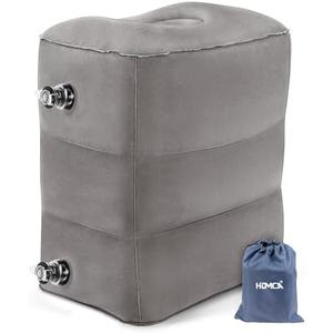 HOMCA Inflatable Travel Foot Rest Pillow, Adjustable Height Leg Pillow，Fast Inflating Airplane Bed for Toddlers，Footrest Pillow for Office, Airplane，Train，Cars，Home