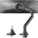 MonTEK Heavy-Duty Monitor Arm for 17-57" Ultrawide Curved Screen, Supports up to 59.4 lbs, Adjustable Gas Spring Arm, 75/100 VESA Mount, Clamp & Grommet Desk Monitor Mount Single, Black