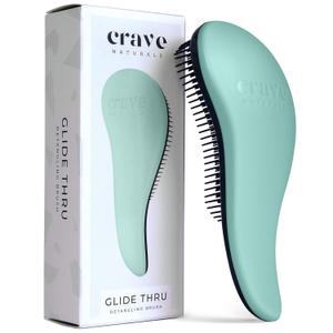 Glide Thru Detangling Brush by Crave Naturals - Tangle-Free Hairbrush for Curly and Straight Hair - Gentle Detangler for Kids, Teens, and Adults - Wet and Dry Hair Care - Travel-Friendly (1 Pack (Regular))