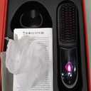 Go Brush Pro Hair Straightener Cordless Comb with Negative Ion, 6000mAh Fast Heating & Portable Travel Design, Rechargeable Brush for Straightening and Curling (Black)