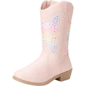 KENSIE GIRL Boots - Girls' Western Cowboy Boots (Toddler/Girl) (11 Little Kid, Multi Pink Studs)