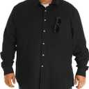 HOdo Big and Tall Mens Cotton Button Down Shirt Black 5XL