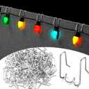 100 Pcs Gutter Light Hooks Outdoor Metal Gutter Clips Orkscrew Shaped Hanging String Lights Hooks for Christmas Halloween Decoration