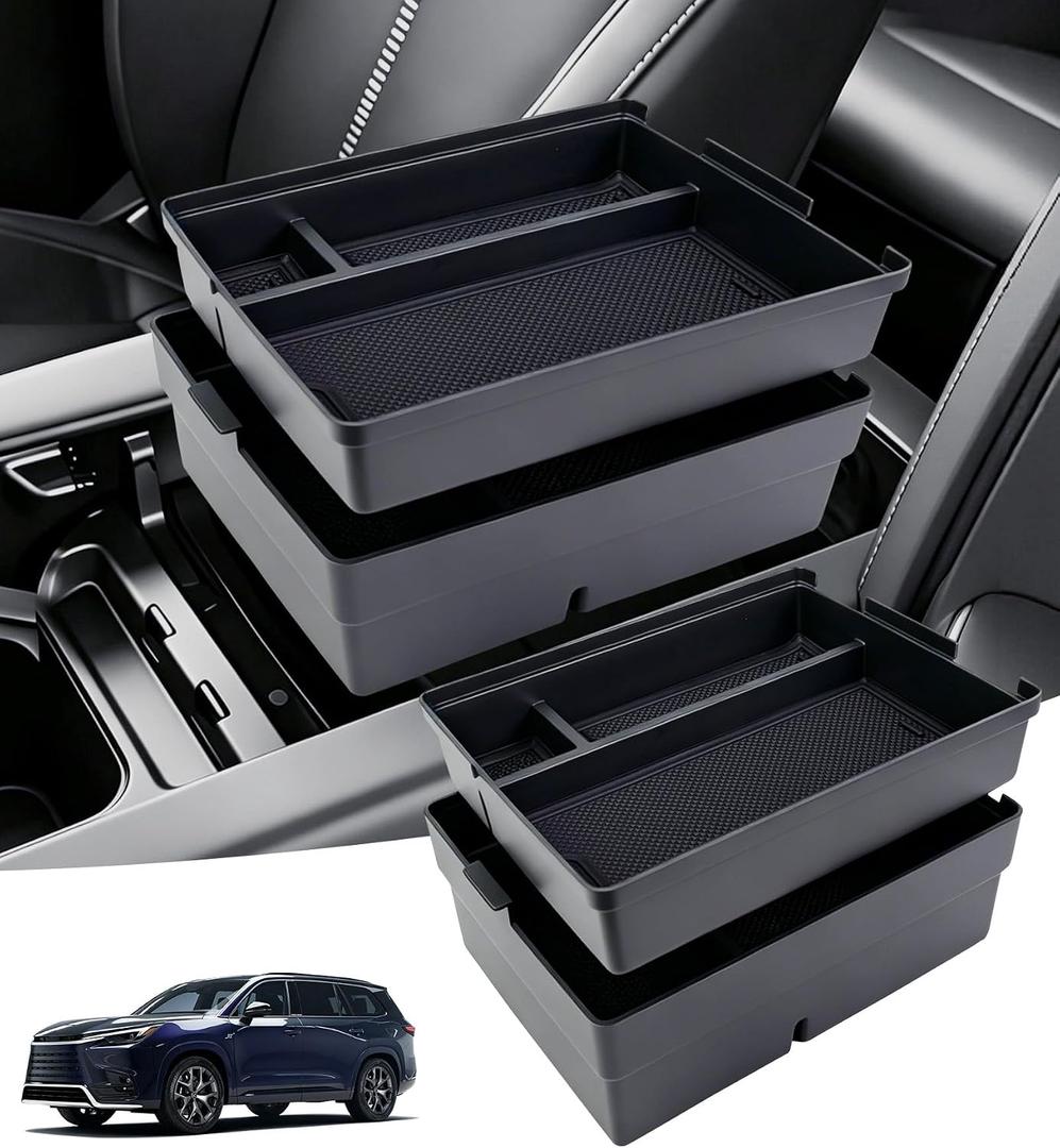 Double Layer Center Console Organizer Tray Storage Box for Lexus TX TX350/TX500h/TX550h+ 2026 2025 2024, Interior Accessories Armrest Insert Tray for 2024-2026 TX 350 500h 550h+, Black