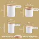 Sweejar Kitchen Canisters Ceramic Food Storage Jar Set, Stackable Containers with Airtight Seal Wooden Lid for Serving Ground Coffee, Tea, Herbs, Grains, Sugar, Salt - Set of 2 (Gray), 16oz,  39oz, 