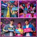 Beeveer 24 Designs 80s Photo Booth Props 1980s Party Decorations Double Sided 11.02 x 5.51'' Funny 70s Disco Birthday Party Decorations DIY Waterproof Selfie Signs PVC Printing Photo Props for Decor
