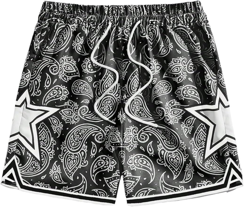 COZYEASE Men's Letter Graphic Print Drawstring Waist Shorts Casual Tie Front Track Athletic Gym Shorts Deep Black Large