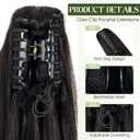Ponytail Extension, 20 Inch Claw Clip Ponytail Extension Human Hair Long Straight Jaw Clip in Real Hair Pony Tails Hairpieces for Women Natural Black