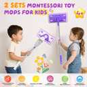 2 Set Toy Mop for Kids - Toddler Real Spray Mop and Flat Floor Mop Montessori Cleaning Toy Set, Educational and Fun Gifts for Boys and Girls Ages 4+