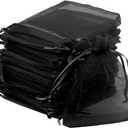 Tojwi 50pcs Organza Bags 3.54''x4.33''(9x11cm) Satin Drawstring Organza Pouch Wedding Party Favor Gift Bag Jewelry Watch Bags -Black