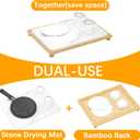 Golener Stone Drying Mat for Kitchen Counter, Dish Drying Pad with Bamboo Rack, Super Absorbent Diatomaceous Earth and Drying Rack, Multi-purpose Quick Drying Mat Rack for Kitchen,16x12,Marble White