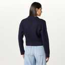 The Drop Women's Marcy Ribbed Polo Top (Large, Navy)