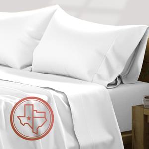 TEXAS LINEN CO. Luxury Egyptian Cotton Queen Size Sheet Set - Texan Talkin' Collection 600 Series 4 PC Deep Pocket Fitted and Flat Sheets, Cooling Extra Long Staple Sateen Hotel Bedding - White