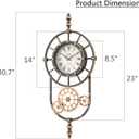 Large Industrial Steampunk Decor Vintage Wall Clock, Antique Gold Black Metal Wall Clocks for Living Room Farmhouse (23" H x 14" W)