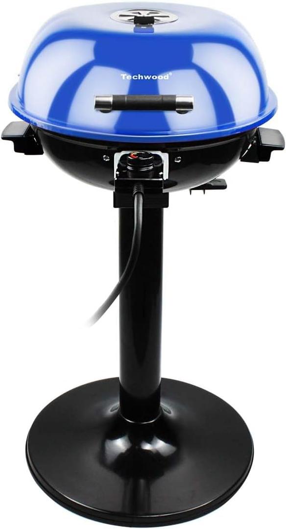 Techwood 1600W Indoor Outdoor Electric Grill, Electric BBQ Grill, Portable Removable Stand Grill, Blue