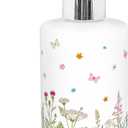 FYSUIMU Wildflower Soap Dispenser Vintage Wild Floral Glass Soap Dispenser with Pump Refillable Liquid Soap Container for Bathroom Kitchen Countertop Decor