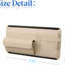 Car Sun Visor Organizer, Car Visor Pocket Wallet Pouch Holder, Vehicle Sunshade Glasses Case Storage Bag with Multi-Pocket Net Zipper, Auto Interior Accessories Universal for SUV Truck Van (Beige)
