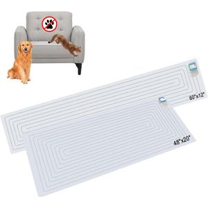 SEERWAY Scat Mat for Dogs and Cats, 2-Pack Pet Training Mat with 3 Modes | Indoor Electric Shock Pad Keeps Pets Off Couch, Sofa, Countertop | 2 Sizes (60"x12" + 48"x20")