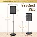 LEIFIDE 8 Pack Adjustable Heavy Duty Pedestal Sign Holder Floor Stand 8.3 x 11.7'' Adjustable Sign Holder Poster Stand with Aluminum Snap Open Frame, Screen Size A4(Black,8.3 x 11.7'')
