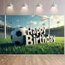 Soccer Birthday Party Decorations Soccer Happy Birthday Banner for Boys Teens Large Soccer Photo Background Banner Poster for Sports Themed Holiday Party Supplies Indoor Outdoor Decor