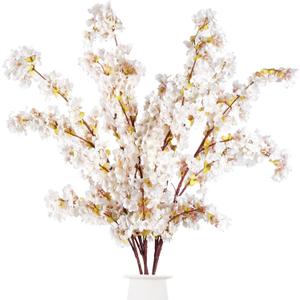 Sggvecsy Artificial Cherry Blossom Branches Faux Cherry Flowers 39 Inch Peach Branches Silk Tall Stems for Home Wedding Table Vase Decor (4 Pcs, Ivory)