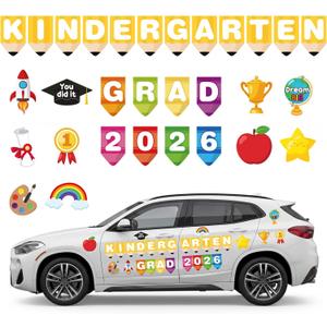 30 Pcs Kindergarten Graduation Car Magnets Decorations Magnetic Kindergarten Graduation Decals 2026 Grad Car Magnets Decoration Set for Blackboard Grad Party Parade Decoration
