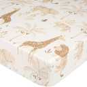 Crane Baby Safari Nursery Decor Crib Sheet, 100% Cotton Fitted Sheet for Standard Mattress 28in X 52in, Breathable Toddler Bed Sheet for Boys and Girls
