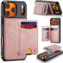 Usroom for iPhone 17 Pro Detachable Wallet Case with Card Holder, 2 in 1 RFID Blocking Credit Slots Kickstand Shockproof Phone Wallet for iPhone 17 Pro 6.3" Rose Pink
