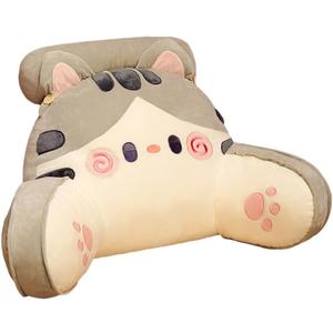 Reading Pillow for Kids/Teens/Adults, Back Pillow for Bed Backrest with Arms, Bed Rest Pillow with Detachable Neck Roll for Sitting in Bed or Couch for Watching TV/Gaming/Relaxing