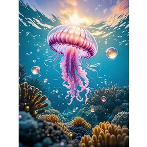 Yeadiffy Diamond Art Painting Kits for Adults Diamond Art Kits for Adults Beginners,5D Translucent Gems Diamond Painting,DIY Full Drill Diamond Gem Art and Crafts 12x16inch (Jellyfish)