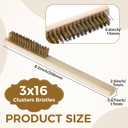 2 x 50 Pcs Bulk Brass Wire Brush 8'' L Small Wooden Handle Brass Plated Bristle Abrasive Brush for Rust Removal, Metal Welding Slag, Industry, Home and Kitchen