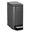 TrashAid Small 1.6 Gallon Stainless Steel Trash Can with Removable Inner Bucket, Grey, Hands Free Step Pedal Design